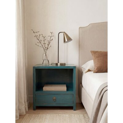 Muare table de chevet en bois massif teal blue 1 tiroir - Kenay Home - Publicité Muare table de chevet en bois massif teal blue 1 tiroir - Kenay Home - Publicité