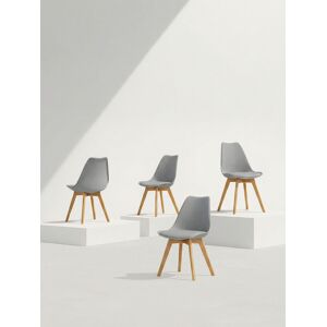 Kenay - Pack 4 chaises polypropylène gris - Gris - Pieds hêtre - Chaise de salle à manger - Publicité Kenay - Pack 4 chaises polypropylène gris - Gris - Pieds hêtre - Chaise de salle à manger - Publicité