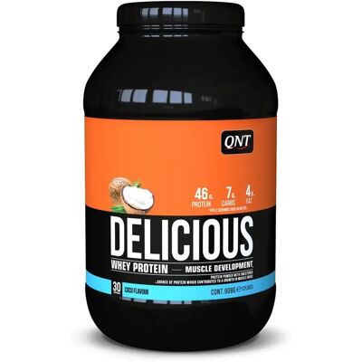 QNT - Poudre de Whey Délicieuse - 908 g - Saveur Coco - Publicité QNT - Poudre de Whey Délicieuse - 908 g - Saveur Coco - Publicité