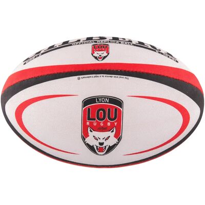 Ballon de rugby midi Gilbert Lyon (taille 2) Blanc Taille 2 - Publicité Ballon de rugby midi Gilbert Lyon (taille 2) Blanc Taille 2 - Publicité