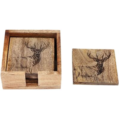 Sous-verre en bois Akah (x4) Marron - Publicité Sous-verre en bois Akah (x4) Marron - Publicité