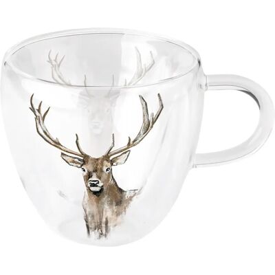 Verre Akah Cerf Rouge Blanc - Publicité Verre Akah Cerf Rouge Blanc - Publicité