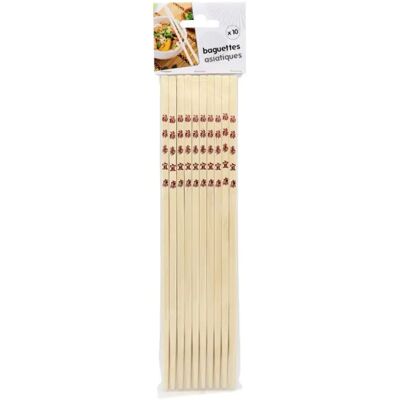 Baguettes asiatiques en bambou Chevalier Diffusion (x10) Beige - Publicité Baguettes asiatiques en bambou Chevalier Diffusion (x10) Beige - Publicité