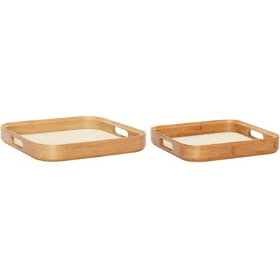Plateaux carré Hubsch Interior Canvas (x2) Beige - Publicité Plateaux carré Hubsch Interior Canvas (x2) Beige - Publicité