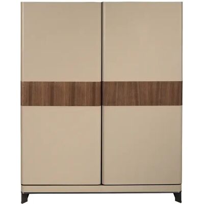 Buffet haut en cuir et acier poli Angel Cerdà Beige - Publicité Buffet haut en cuir et acier poli Angel Cerdà Beige - Publicité