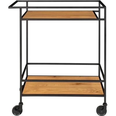 Chariot de bar avec 2 étagères aspect chêne avec pieds noirs House Nordic Vita Beige - Publicité Chariot de bar avec 2 étagères aspect chêne avec pieds noirs House Nordic Vita Beige - Publicité