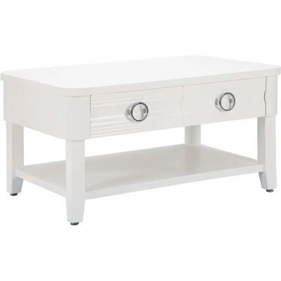 Table basse blanche Mauro Ferretti avec 2 tiroirs et étagère - Table basse - Publicité Table basse blanche Mauro Ferretti avec 2 tiroirs et étagère - Table basse - Publicité