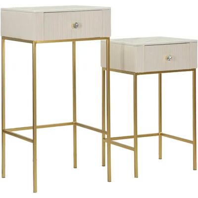 Table de chevet haute carré Mauro Ferretti Alti (x2) Beige - Publicité Table de chevet haute carré Mauro Ferretti Alti (x2) Beige - Publicité