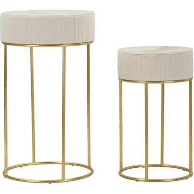 Table de chevet haute ronde Mauro Ferretti Alti (x2) Beige - Publicité Table de chevet haute ronde Mauro Ferretti Alti (x2) Beige - Publicité