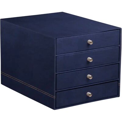 Boîte de rangement 4 tiroirs simili cuir italien Rhodia Rhodia Bleu - Publicité Boîte de rangement 4 tiroirs simili cuir italien Rhodia Rhodia Bleu - Publicité