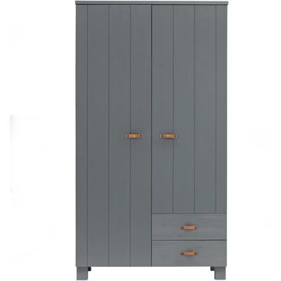 Armoire à tiroirs pin acier en cuir Woood Dennis Gris - Publicité Armoire à tiroirs pin acier en cuir Woood Dennis Gris - Publicité