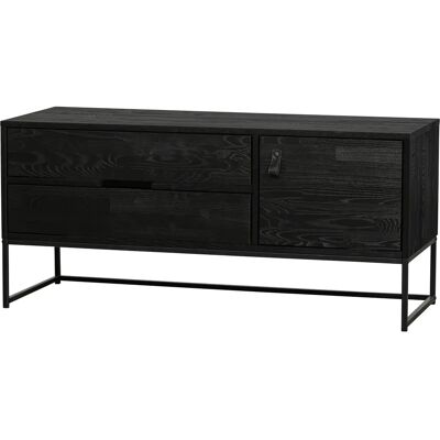 Meuble TV chendre Woood Silas 120 cm Noir - Publicité Meuble TV chendre Woood Silas 120 cm Noir - Publicité