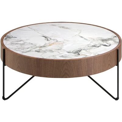Table basse ronde en marbre porcelaine et acier Angel Cerdà Marron - Publicité Table basse ronde en marbre porcelaine et acier Angel Cerdà Marron - Publicité