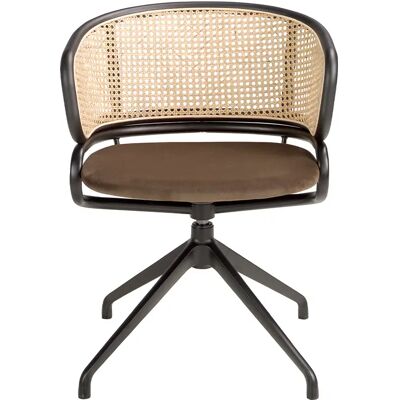 Chaise Pivotante Moderne en Velours Marron et Rattan - Meubles - Publicité Chaise Pivotante Moderne en Velours Marron et Rattan - Meubles - Publicité