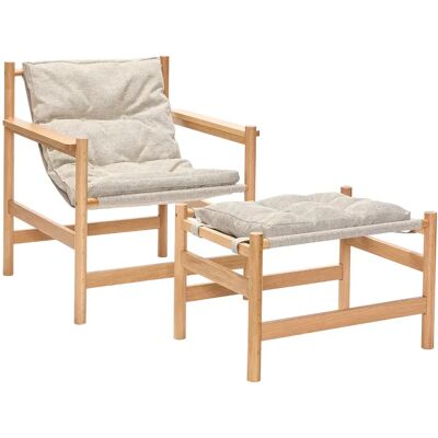 Fauteuil/repose-pied Hubsch Interior Heritage Beige - Publicité Fauteuil/repose-pied Hubsch Interior Heritage Beige - Publicité