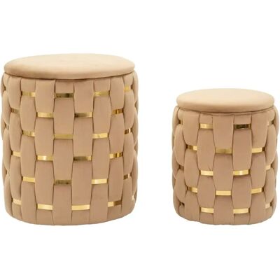 Pouf avec rangement Mauro Ferretti Shanty (x2) Doré - Publicité Pouf avec rangement Mauro Ferretti Shanty (x2) Doré - Publicité