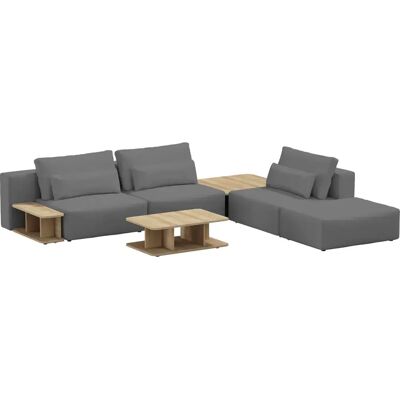 Canapé 3 places avec pouf et un ensemble de tables Sit Sit Ripose Gris - Publicité Canapé 3 places avec pouf et un ensemble de tables Sit Sit Ripose Gris - Publicité