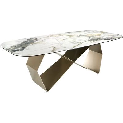 Table de salle à manger rectangulaire en marbre porcelaine et acier Angel Cerdà Blanc - Publicité Table de salle à manger rectangulaire en marbre porcelaine et acier Angel Cerdà Blanc - Publicité