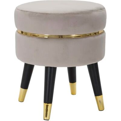 Mauro Ferretti - Tabouret en Velours Gris/Or - Tabouret - Publicité Mauro Ferretti - Tabouret en Velours Gris/Or - Tabouret - Publicité