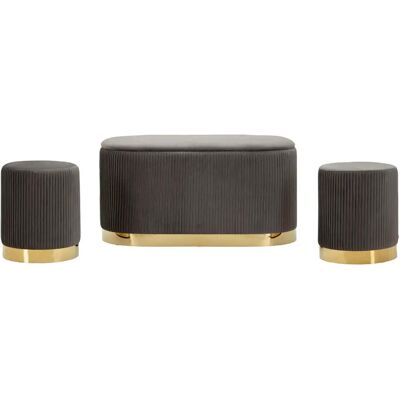 Banc avec réciptient et tabourets Mauro Ferretti Shopy (x3) Gris - Publicité Banc avec réciptient et tabourets Mauro Ferretti Shopy (x3) Gris - Publicité
