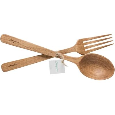 Ensemble cuillère et fourchette en bois Costa Nova (x6) Beige - Publicité Ensemble cuillère et fourchette en bois Costa Nova (x6) Beige - Publicité