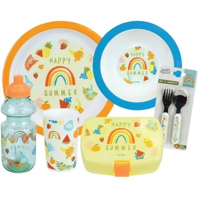 Set vaisselle verre, assiette creuse, assiette plate, gourde, boite gouter et 2 couverts enfant Fun House Fruity'S Multicolore - Publicité Set vaisselle verre, assiette creuse, assiette plate, gourde, boite gouter et 2 couverts enfant Fun House Fruity'S Multicolore - Publicité
