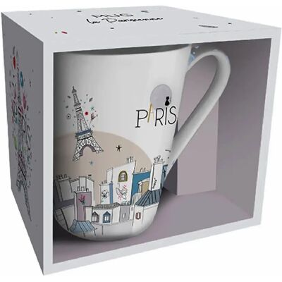 Tasse conique + boite Kiub La Parisienne Gris Te Blanc - Publicité Tasse conique + boite Kiub La Parisienne Gris Te Blanc - Publicité