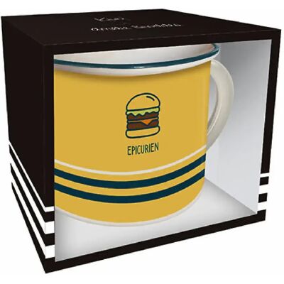 Mug timbale + boîte ouverte pour lui Epicurien Kiub Jaune - Publicité Mug timbale + boîte ouverte pour lui Epicurien Kiub Jaune - Publicité
