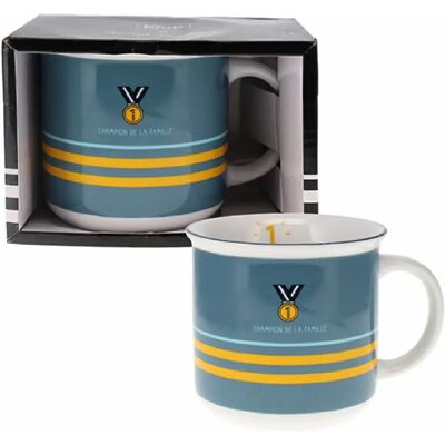 Mug timbale + boîte ouverte pour lui Champion de la Famille Kiub Bleu - Publicité Mug timbale + boîte ouverte pour lui Champion de la Famille Kiub Bleu - Publicité
