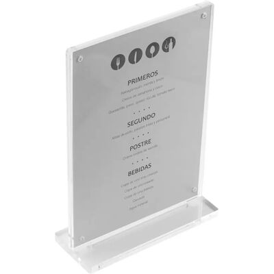 Support de menu acrylique Lacor Gris - Publicité Support de menu acrylique Lacor Gris - Publicité