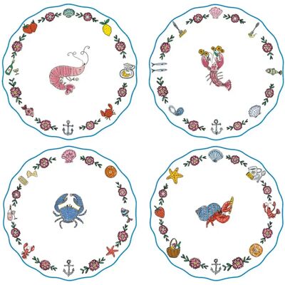 Assiette plate crustacé Opjet (x4) Bleu - Publicité Assiette plate crustacé Opjet (x4) Bleu - Publicité