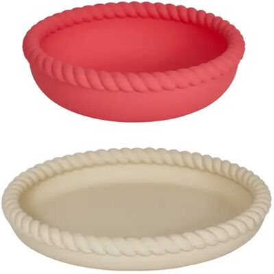 Assiette mini et bol en silicone OYOY Living Design Rouge - Publicité Assiette mini et bol en silicone OYOY Living Design Rouge - Publicité