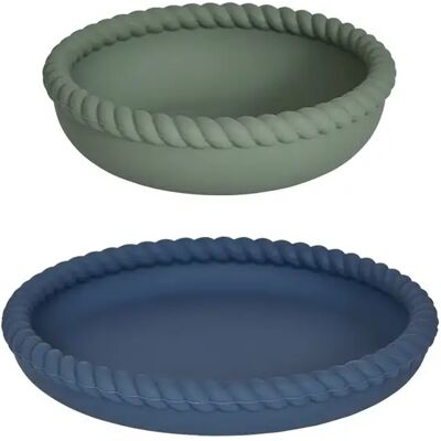 Ensemble de vaisselle OYOY Mellow - Silicone - Bleu/Olive - Micro-ondable - Unisexe - Publicité Ensemble de vaisselle OYOY Mellow - Silicone - Bleu/Olive - Micro-ondable - Unisexe - Publicité