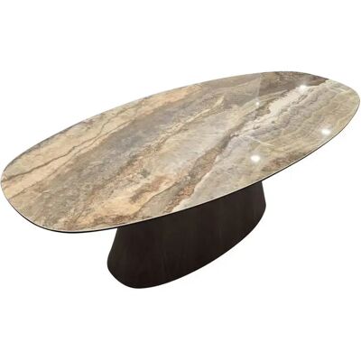 Table de salle à manger danoise en céramique onyx Pole To Pole Walnut Veneer Marron - Publicité Table de salle à manger danoise en céramique onyx Pole To Pole Walnut Veneer Marron - Publicité