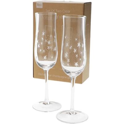 Verre champagne Rex London Etched star (x2) Blanc - Publicité Verre champagne Rex London Etched star (x2) Blanc - Publicité