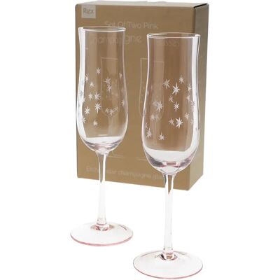 Verre champagne Rex London Etched star (x2) Rose - Publicité Verre champagne Rex London Etched star (x2) Rose - Publicité