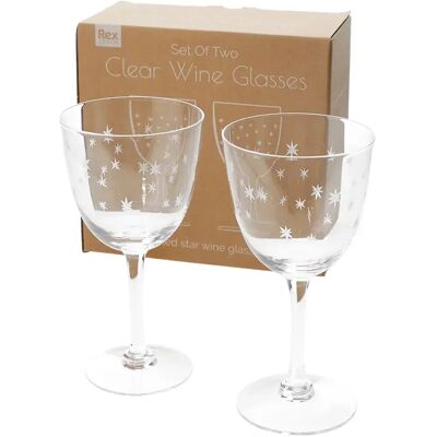 Verre à vin Rex London Etched star (x2) Blanc - Publicité Verre à vin Rex London Etched star (x2) Blanc - Publicité