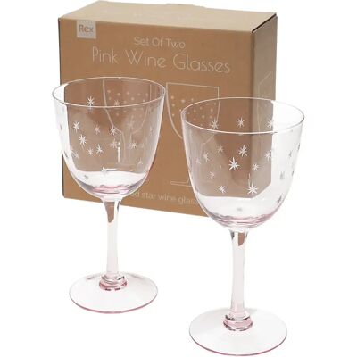 Verre à vin Rex London Etched star (x2) Rose - Publicité Verre à vin Rex London Etched star (x2) Rose - Publicité