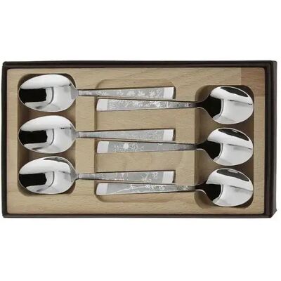 Coffret de 6 cuillers a café inox decor natura Roger Orfèvre Argenté - Publicité Coffret de 6 cuillers a café inox decor natura Roger Orfèvre Argenté - Publicité