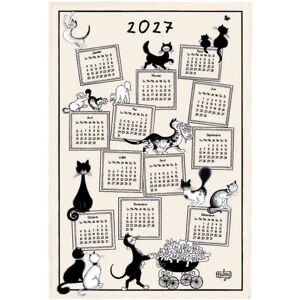 Torchon chat'tiudes Winkler Dubout Blanc - Publicité Torchon chat'tiudes Winkler Dubout Blanc - Publicité