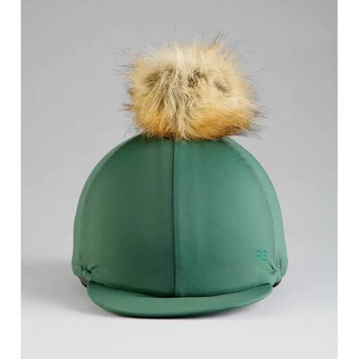Toque pour casque équitation en jersey avec pompon en fausse fourrure Premier Equine Vert - Publicité Toque pour casque équitation en jersey avec pompon en fausse fourrure Premier Equine Vert - Publicité