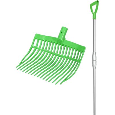 Fourche arrondie + manche télescopique en aluminium V-Plast Vert - Publicité Fourche arrondie + manche télescopique en aluminium V-Plast Vert - Publicité