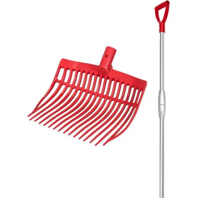 Fourche arrondie + manche télescopique en aluminium V-Plast Rouge - Publicité Fourche arrondie + manche télescopique en aluminium V-Plast Rouge - Publicité