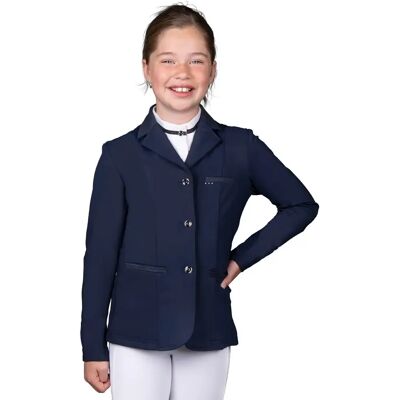 Veste équitation fille QHP Kae Bleu - Publicité Veste équitation fille QHP Kae Bleu - Publicité