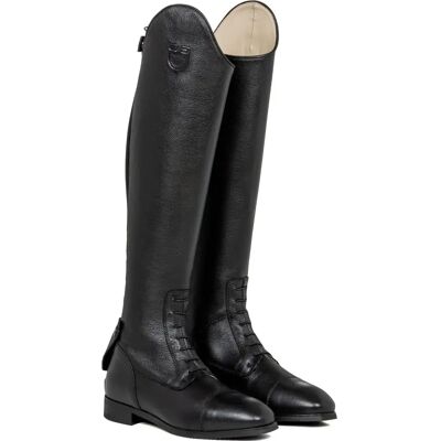 Bottes d'équitation en cuir de veau avec lacets sur le devant mollet XS Equestro Noir - Publicité Bottes d'équitation en cuir de veau avec lacets sur le devant mollet XS Equestro Noir - Publicité