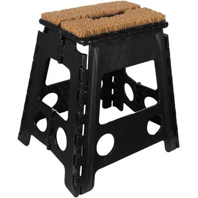 Tabouret pliant avec paillasson HKM Noir - Publicité Tabouret pliant avec paillasson HKM Noir - Publicité