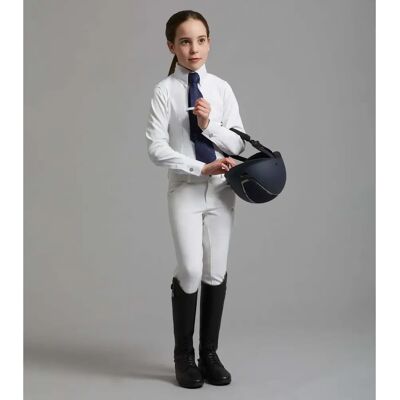 Chemise d'équitation de concours fille Premier Equine Tessa Blanc - Publicité Chemise d'équitation de concours fille Premier Equine Tessa Blanc - Publicité