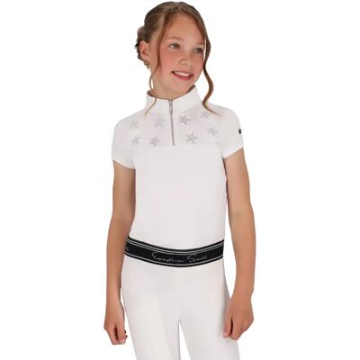 Polo de concours fille QHP Jipp Blanc - Publicité Polo de concours fille QHP Jipp Blanc - Publicité