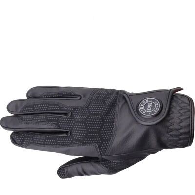 Gants d'équitation en cuir USG Cadiz Noir - Publicité Gants d'équitation en cuir USG Cadiz Noir - Publicité
