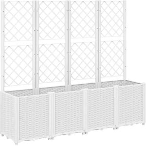 Jardinière avec treillis vidaXL PP Blanc - Publicité Jardinière avec treillis vidaXL PP Blanc - Publicité